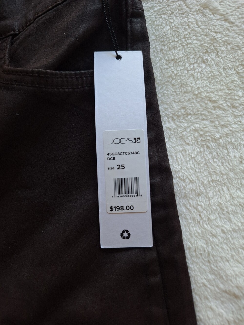 Joe's Jeans The Charlie High Rise Coated Skinny Ankle Pants 25 Glazed Brown NWT - Picture 3 of 8